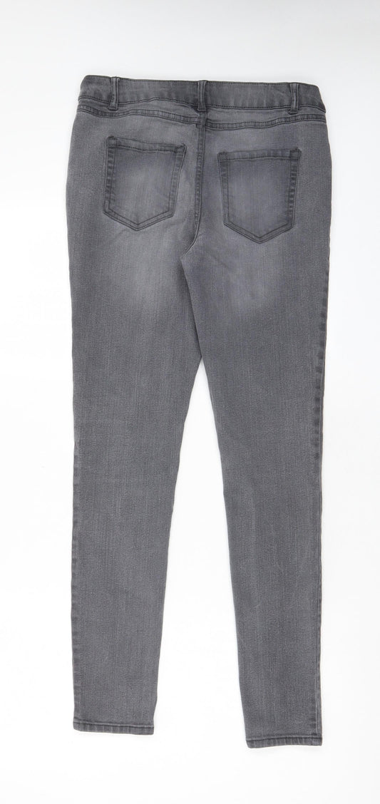 Avenue Womens Grey Cotton Skinny Jeans Size 12 L29 in Regular Zip - Pockets