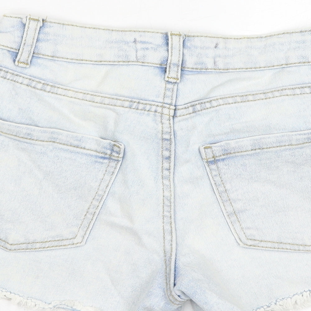 Denim & Co. Womens Blue Cotton Cut-Off Shorts Size 4 L3 in Regular Zip - Distressed Hem