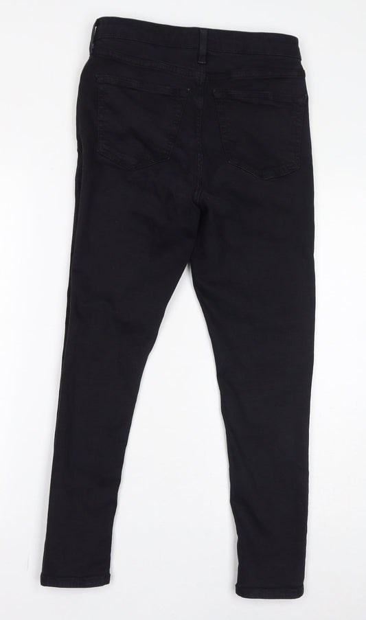 Topshop Womens Black Cotton Skinny Jeans Size 28 in L25 in Regular Zip