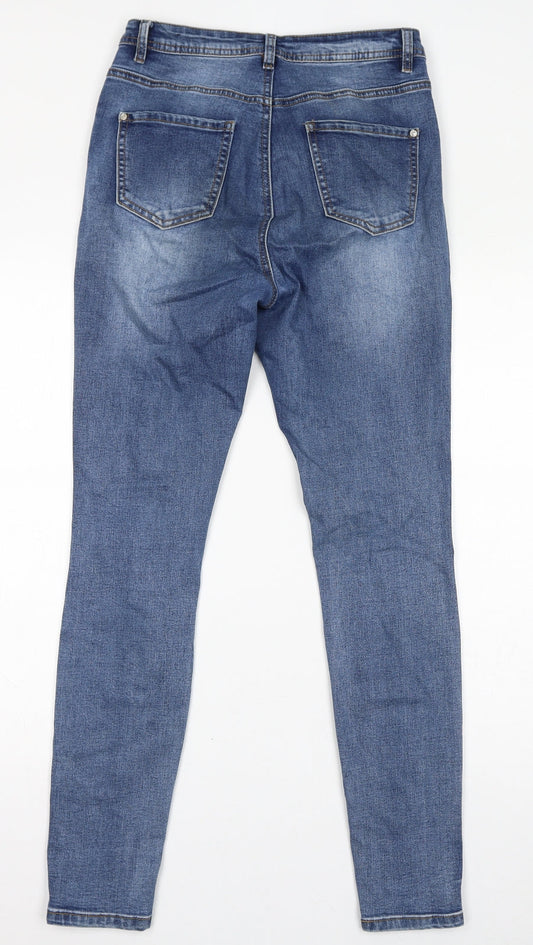Missguided Womens Blue Cotton Skinny Jeans Size 10 L29 in Regular Zip