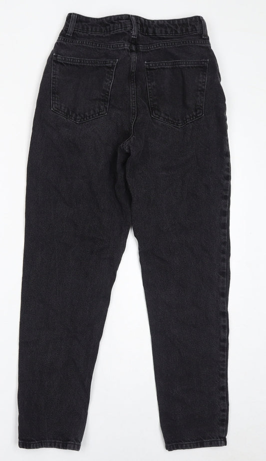 Denim & Co. Womens Black Cotton Mom Jeans Size 6 L28 in Regular Zip