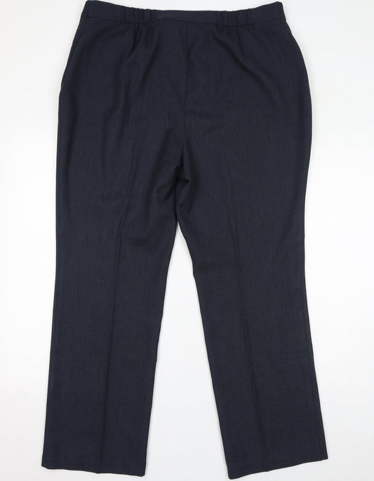 Classic Womens Blue Polyester Trousers Size 18 L30 in Regular Zip