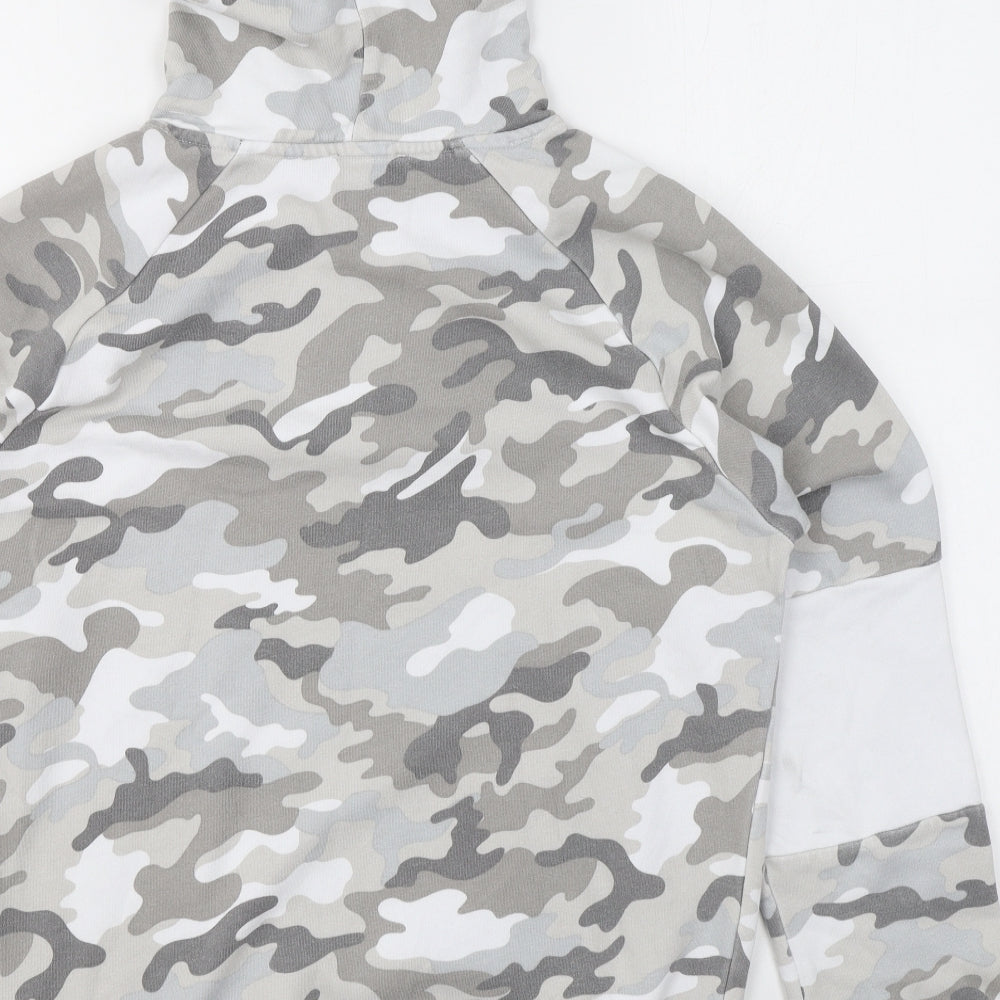 New Look Girls Green Camouflage Cotton Pullover Hoodie Size 12-13 Years Pullover