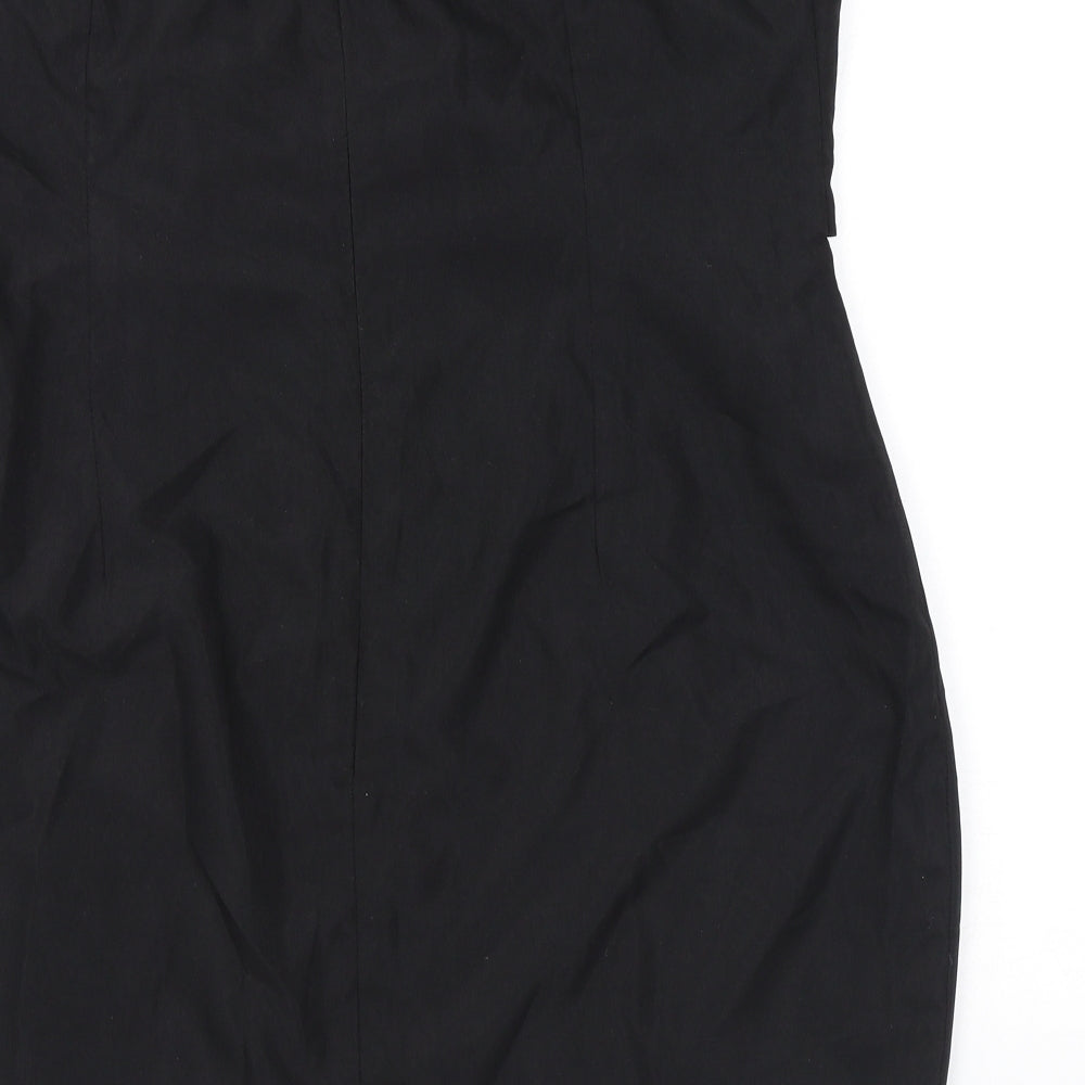 PRETTYLITTLETHING Womens Black Polyester Mini Size 12 Sweetheart Zip