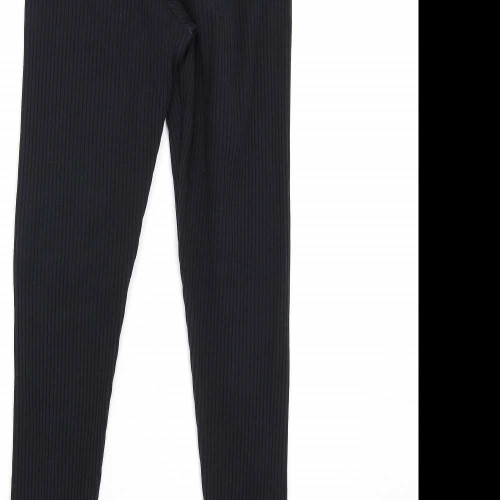 EDC Womens Black Cotton Carrot Leggings Size S L28 in - Ribbed