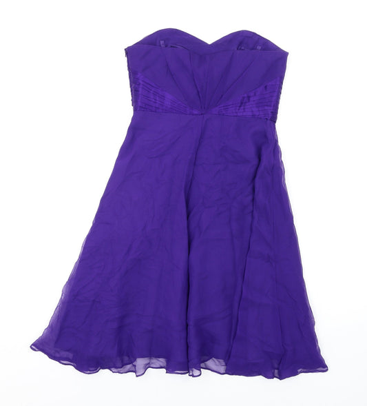 Coast Womens Purple Silk A-Line Size 8 Sweetheart Zip