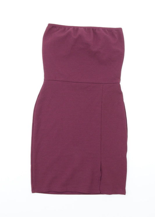 prettylitt Womens Purple Polyester Bodycon Size 8 Square Neck Pullover