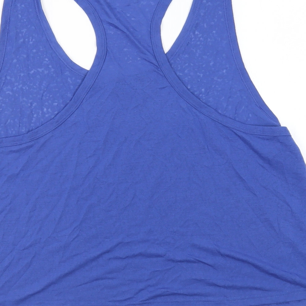 GOODMOVE Womens Blue Polyester Basic Tank Size 18 Scoop Neck Pullover - Sheer
