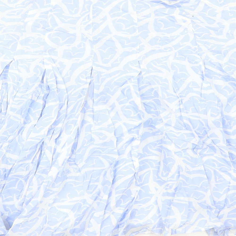 Crew Clothing Womens Blue Geometric Cotton Swing Skirt Size 8 Zip - Lined