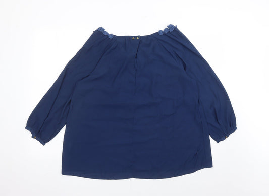 Womens UK Size M Mango Blue Basic Blouse