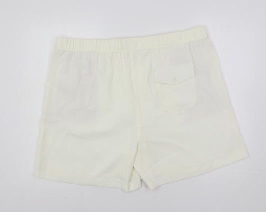 Marks and Spencer Womens Ivory Polyester Basic Shorts Size 22 L5 in Regular Pull On - Elastic Waist