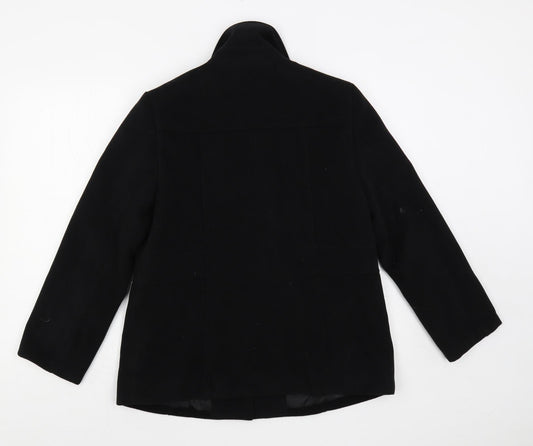 Autonomy Womens Black Pea Coat Coat Size 12 Button