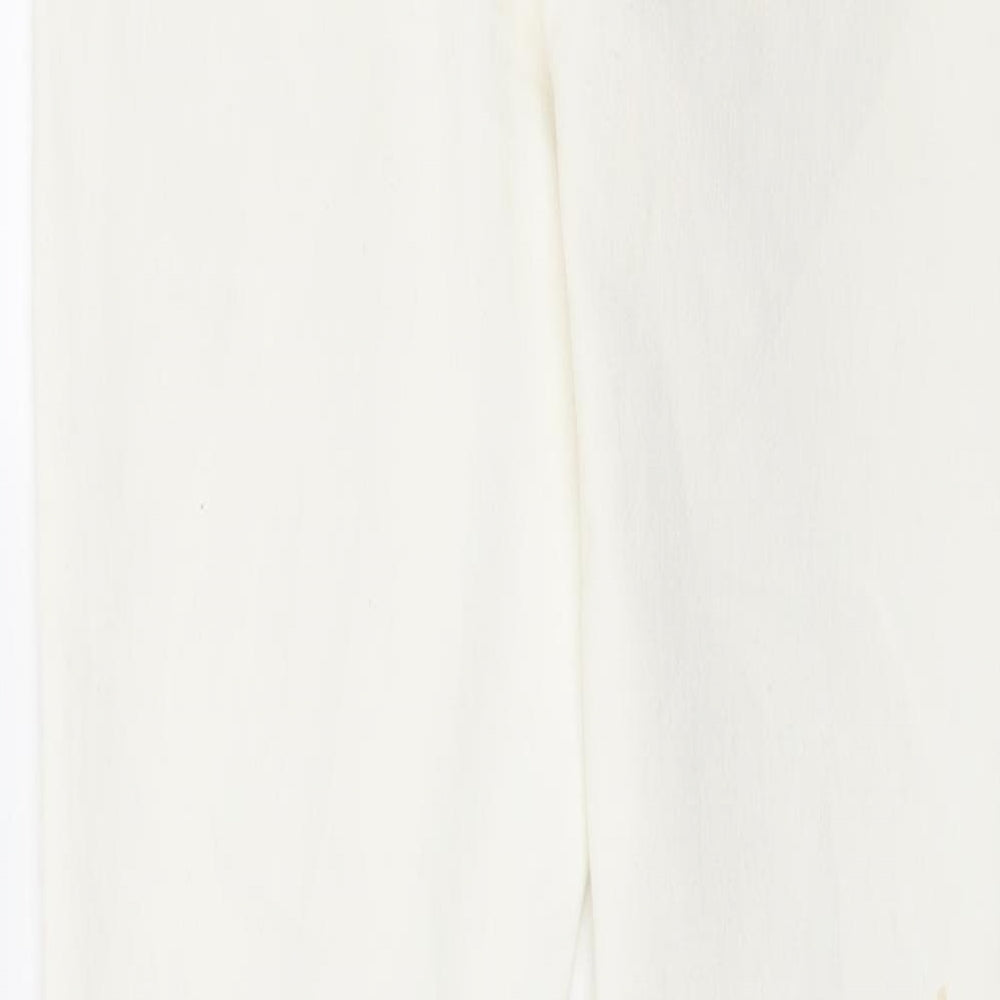 Denim & Co. Womens Ivory Cotton Skinny Jeans Size 8 L25 in Regular Button