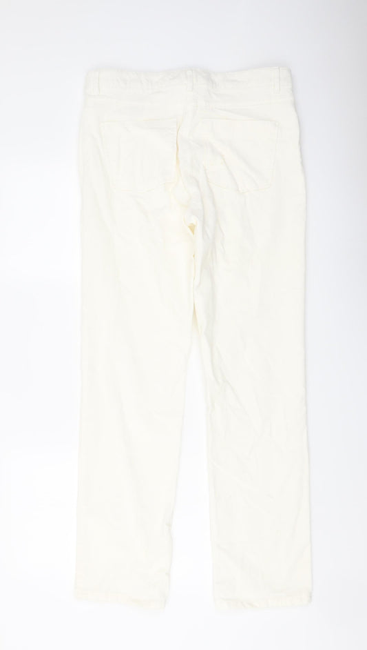 Womens UK Size 12 Marks and Spencer Regular Fit Ivory Trousers