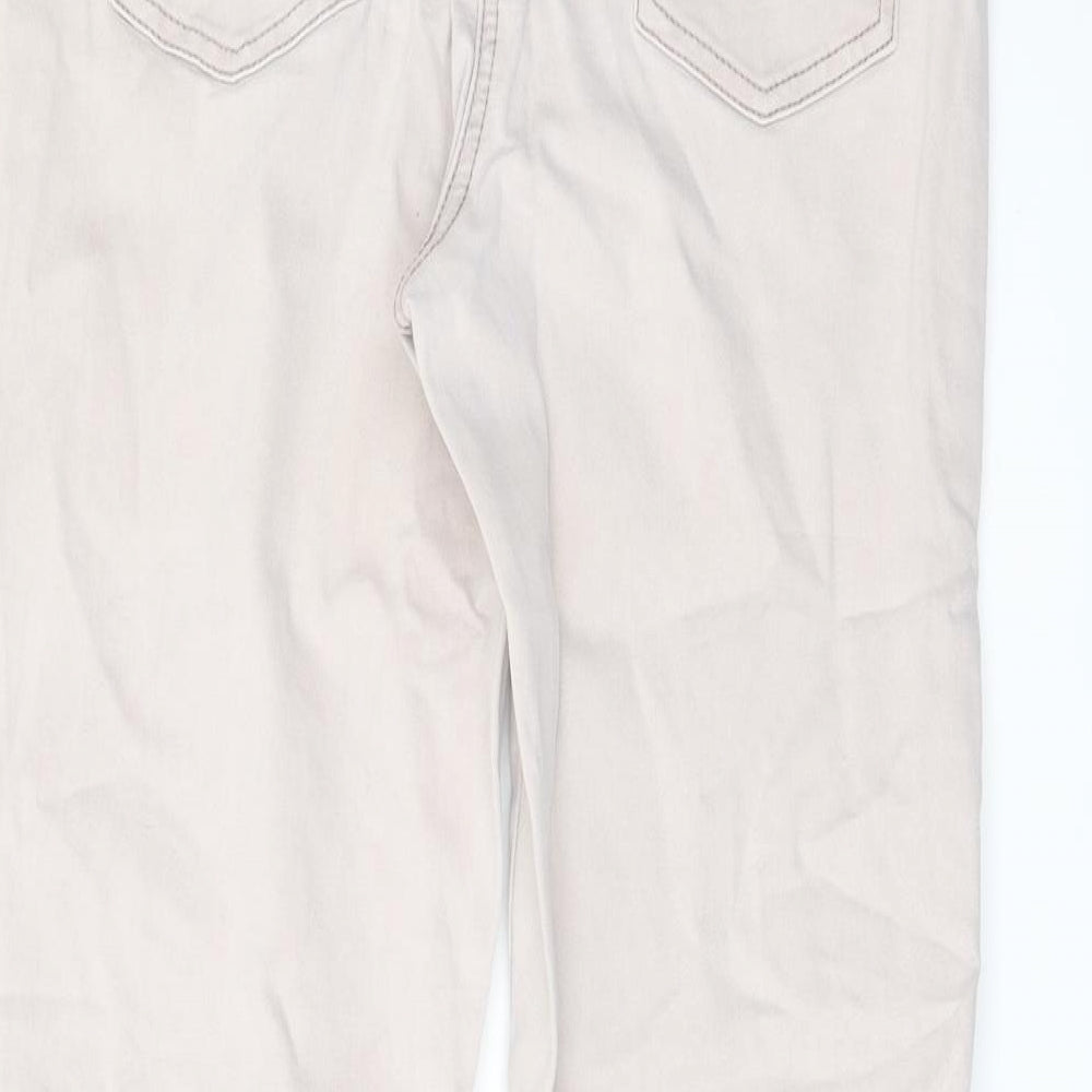 NEXT Womens Grey Cotton Straight Jeans Size 14 L30 in Regular Button