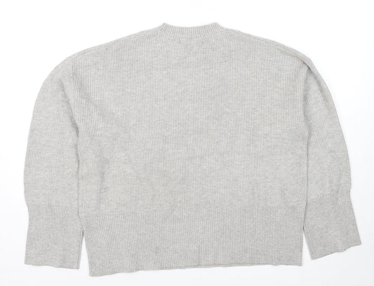 Marks and Spencer Womens Grey Round Neck Viscose Pullover Jumper Size M