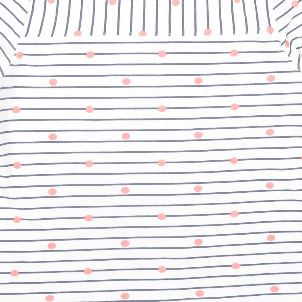 Cambridge Womens White Striped Cotton Jersey T-Shirt Size S Scoop Neck - Polka Dot