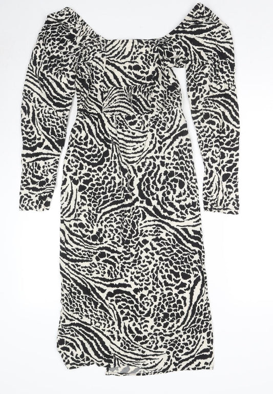 Miss Selfridge Womens Black Viscose A-Line Size 4 Off the Shoulder Pullover - Side Slit(s)