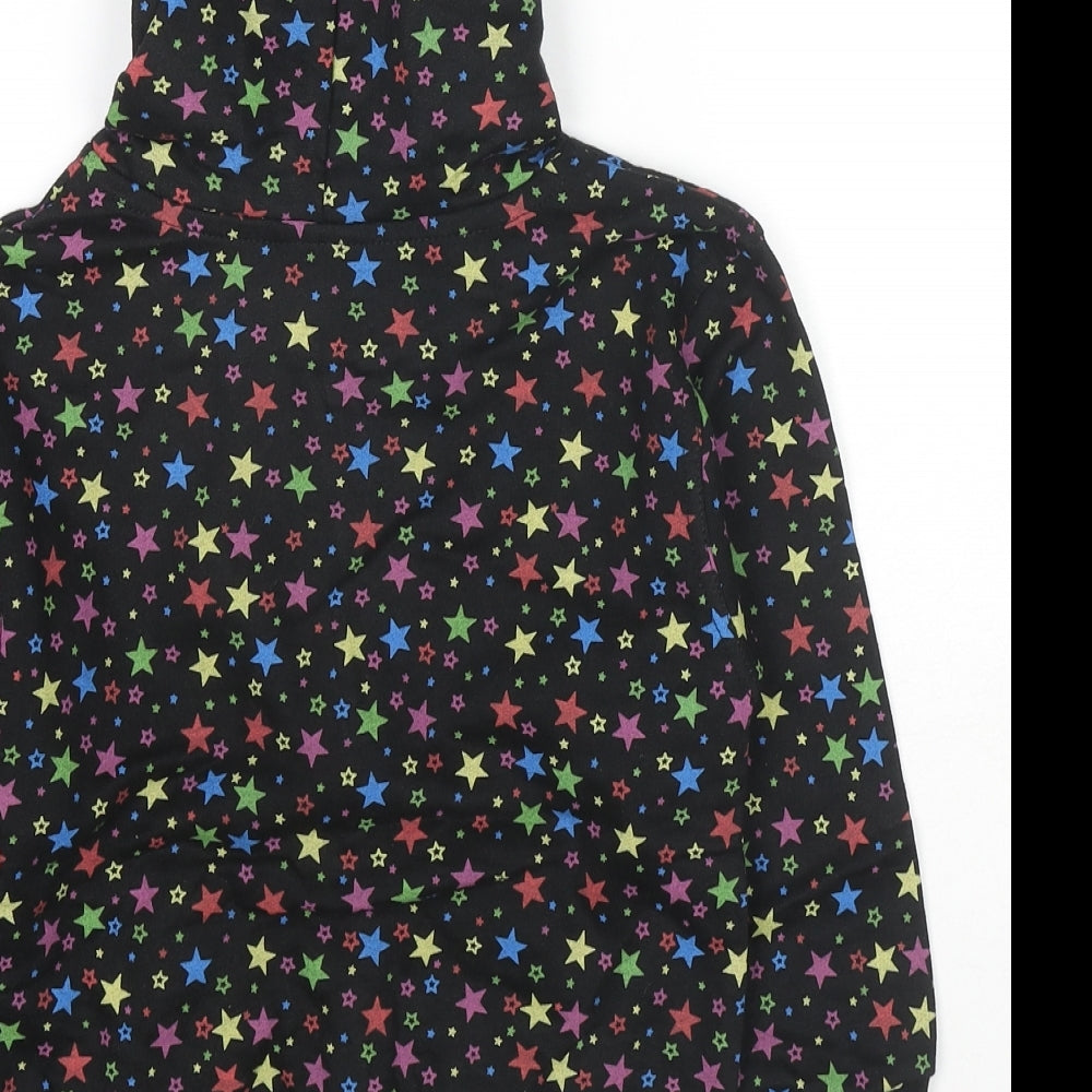 Bubble Girls Black Geometric Cotton Full Zip Hoodie Size 4 Years Zip - Stars