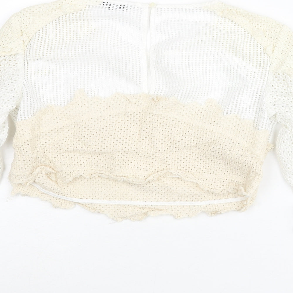 Womens UK Size 8 NEXT White Cropped Blouse