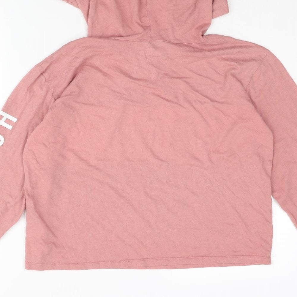 Hollister Womens Pink Colourblock Polyester Pullover Hoodie Size S Pullover - Sleeve Logo