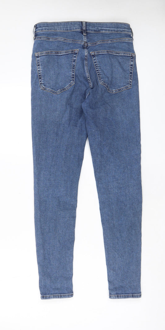 Topshop Womens Blue Cotton Skinny Jeans Size 30 in L32 in Regular Zip - Pockets, Belt Loops
