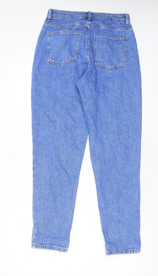 Denim & Co. Womens Blue Cotton Straight Jeans Size 8 L29 in Regular Zip - Pockets, Belt Loops