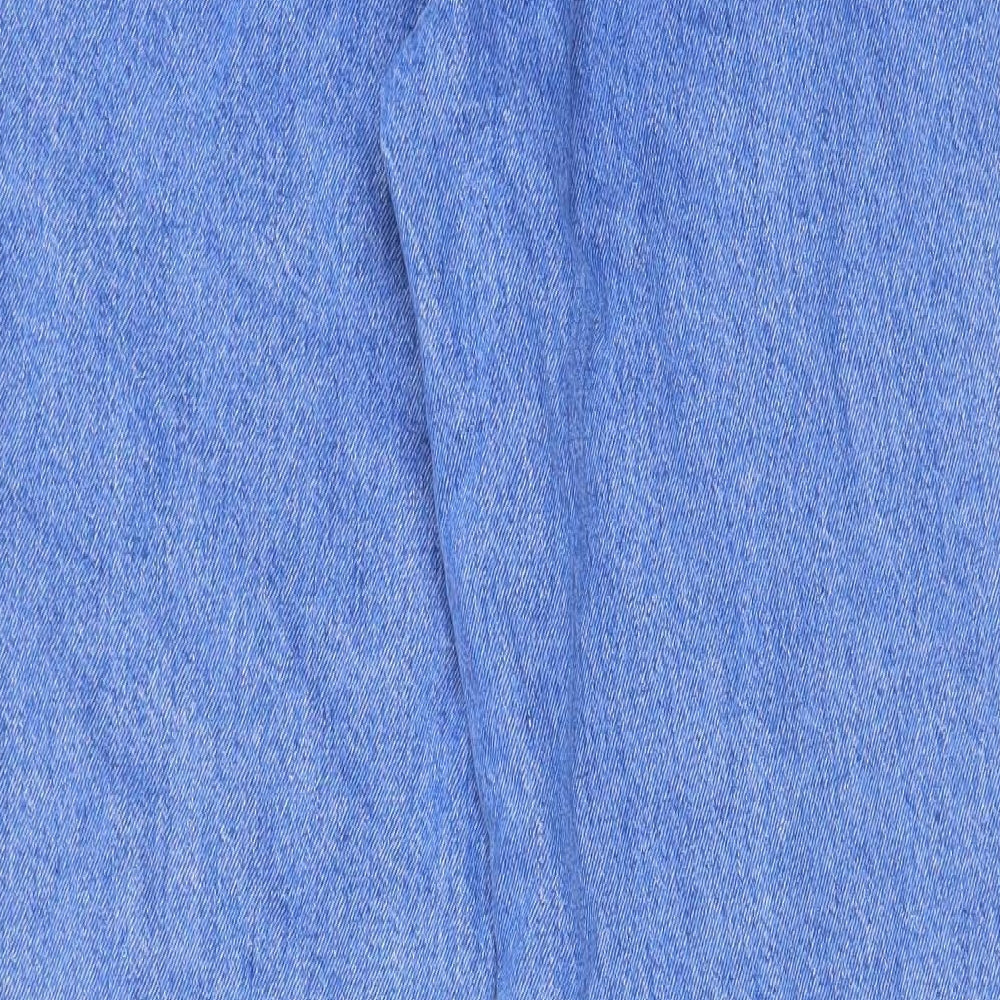 Brand and care label for Denim & Co. women’s blue cotton straight jeans, size UK 8 regular zip - pockets, belt loops