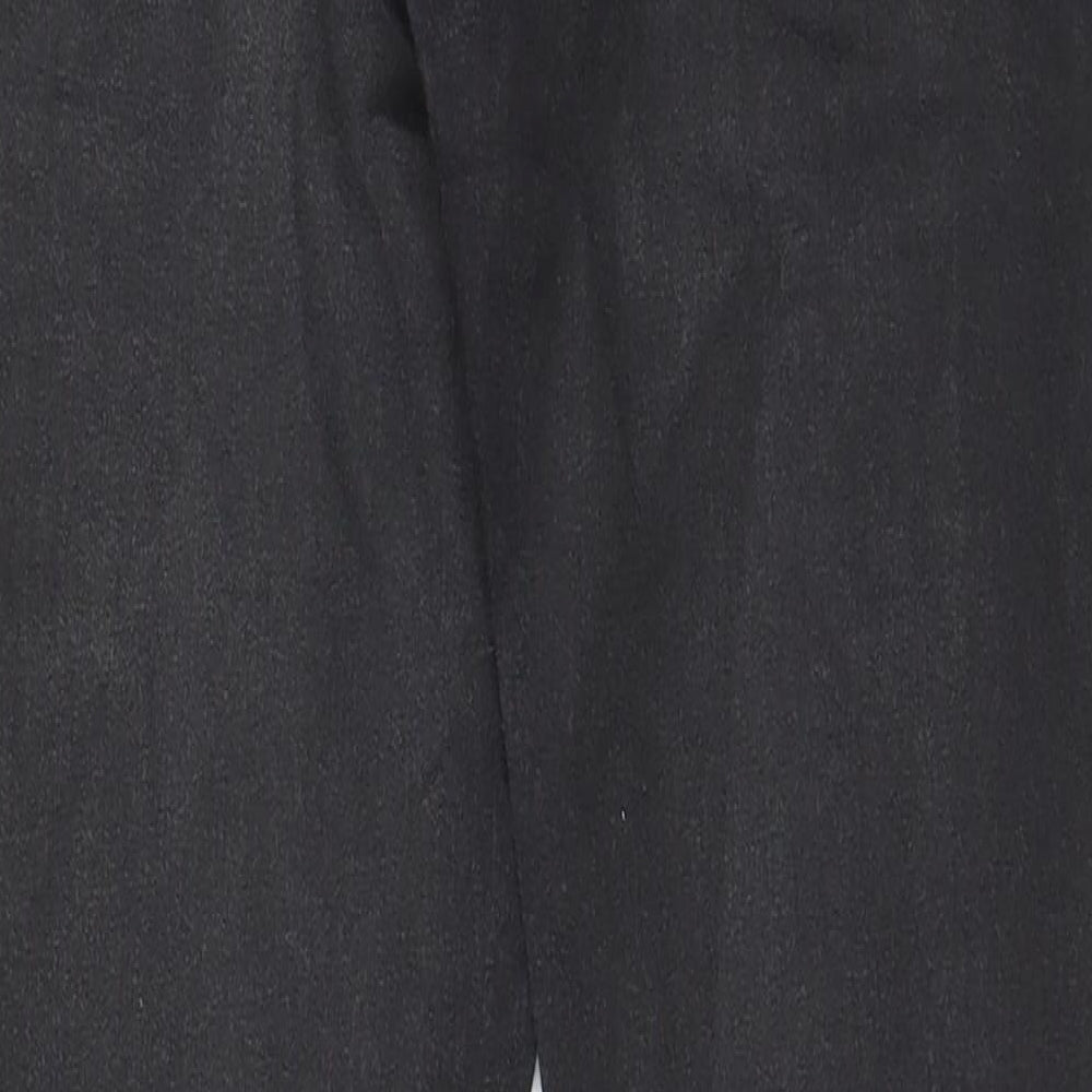 Topshop Womens Black Cotton Trousers Size 26 in L32 in Regular Zip - Coated