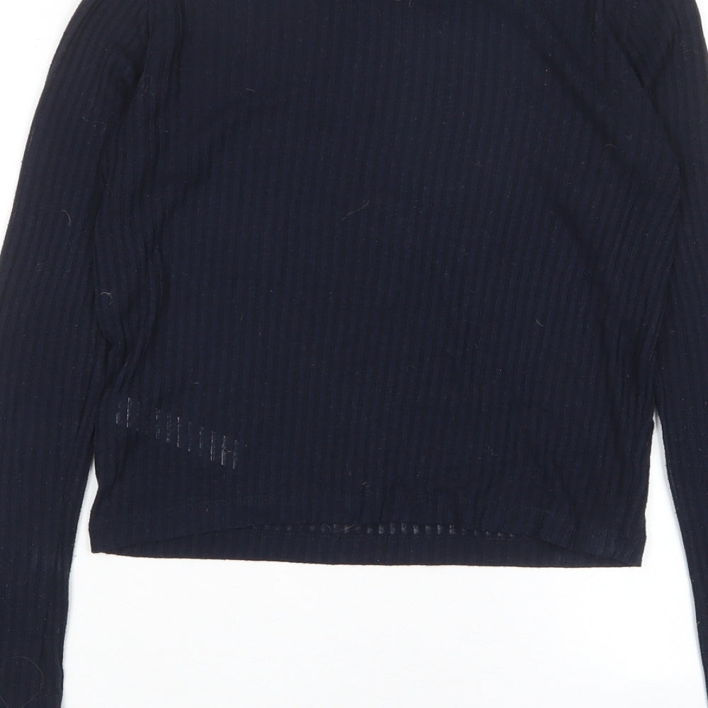 Womens UK Size 6 Topshop Blue Cropped T-Shirt