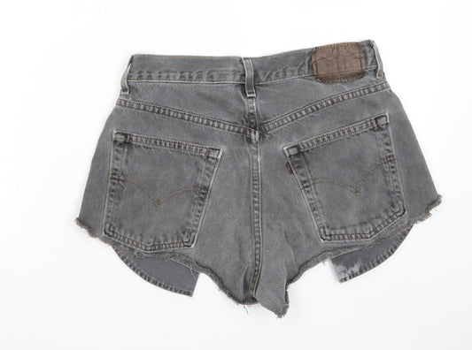 Levi's Womens Grey Cotton Hot Pants Shorts Size 28 in Regular Zip - Pockets, Belt Loops