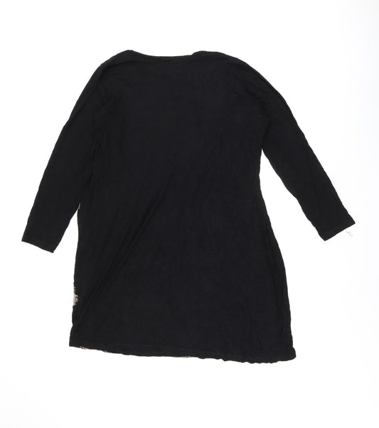 Autograph Womens Black Geometric Viscose Basic Blouse Size 14 Cowl Neck