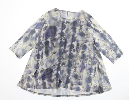 Yours Womens Blue Tie Dye Polyester A-Line Size 16 Round Neck Pullover