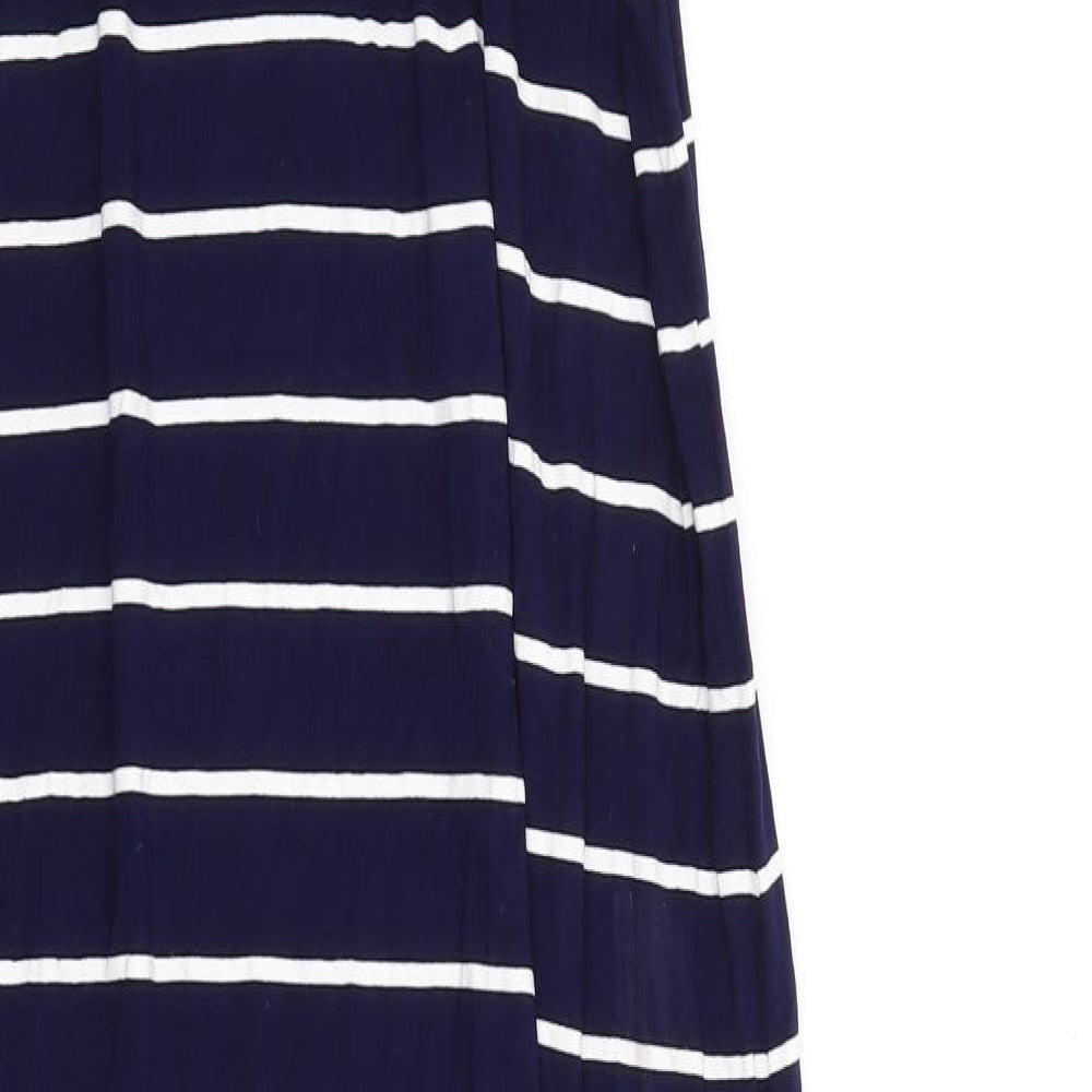 Oasis Womens Blue Striped Viscose Maxi Size S Square Neck Pullover