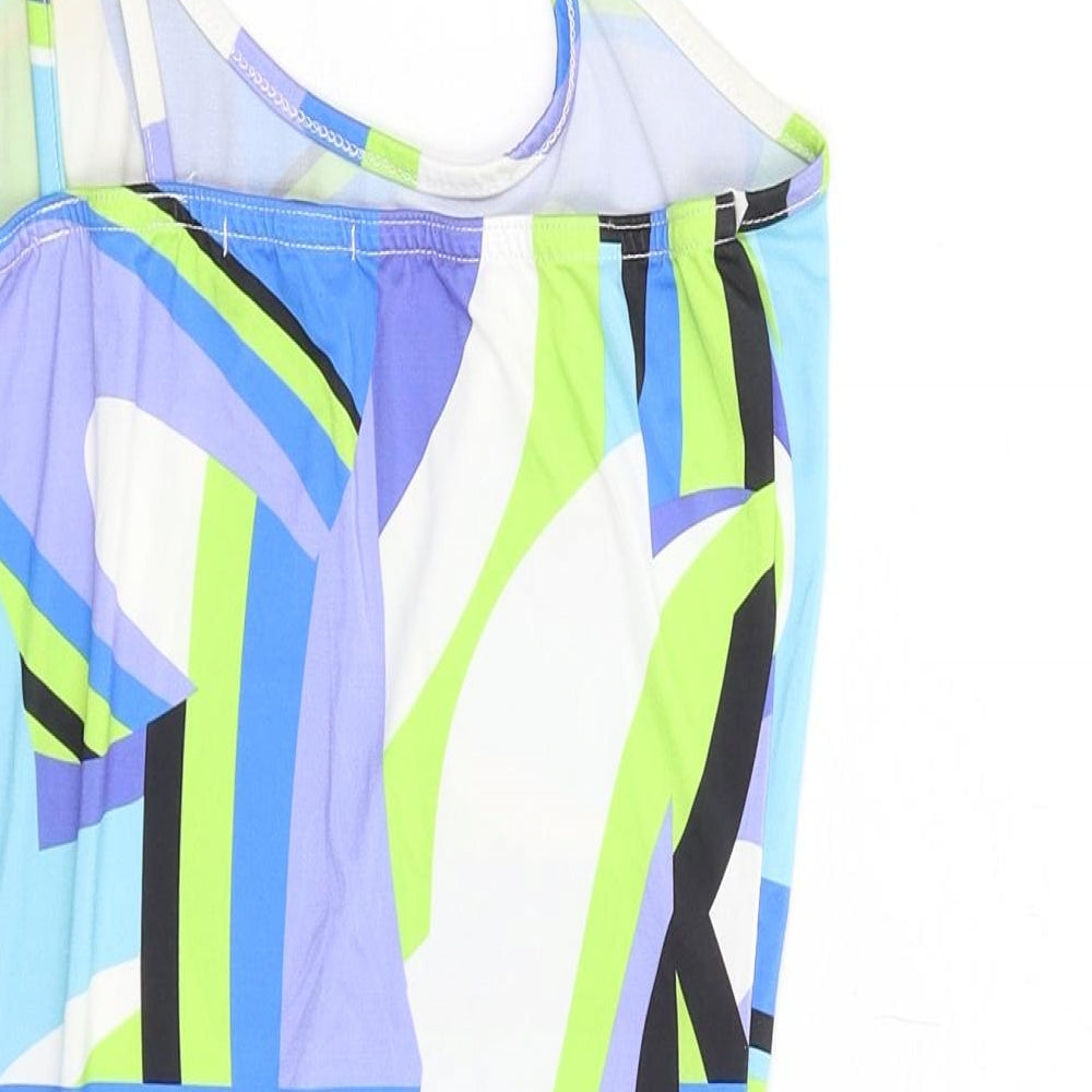 PRETTYLITTLETHING Womens Multicoloured Geometric Polyester Bodycon Size 8 One Shoulder Pullover