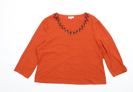 Womens UK Size XL CC Orange Basic T-Shirt