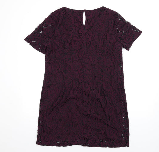 Dorothy Perkins Womens Purple Nylon A-Line Size 16 V-Neck Button