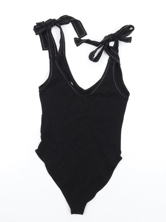 FOREVER 21 Womens Black Cotton Bodysuit One-Piece Size S Snap