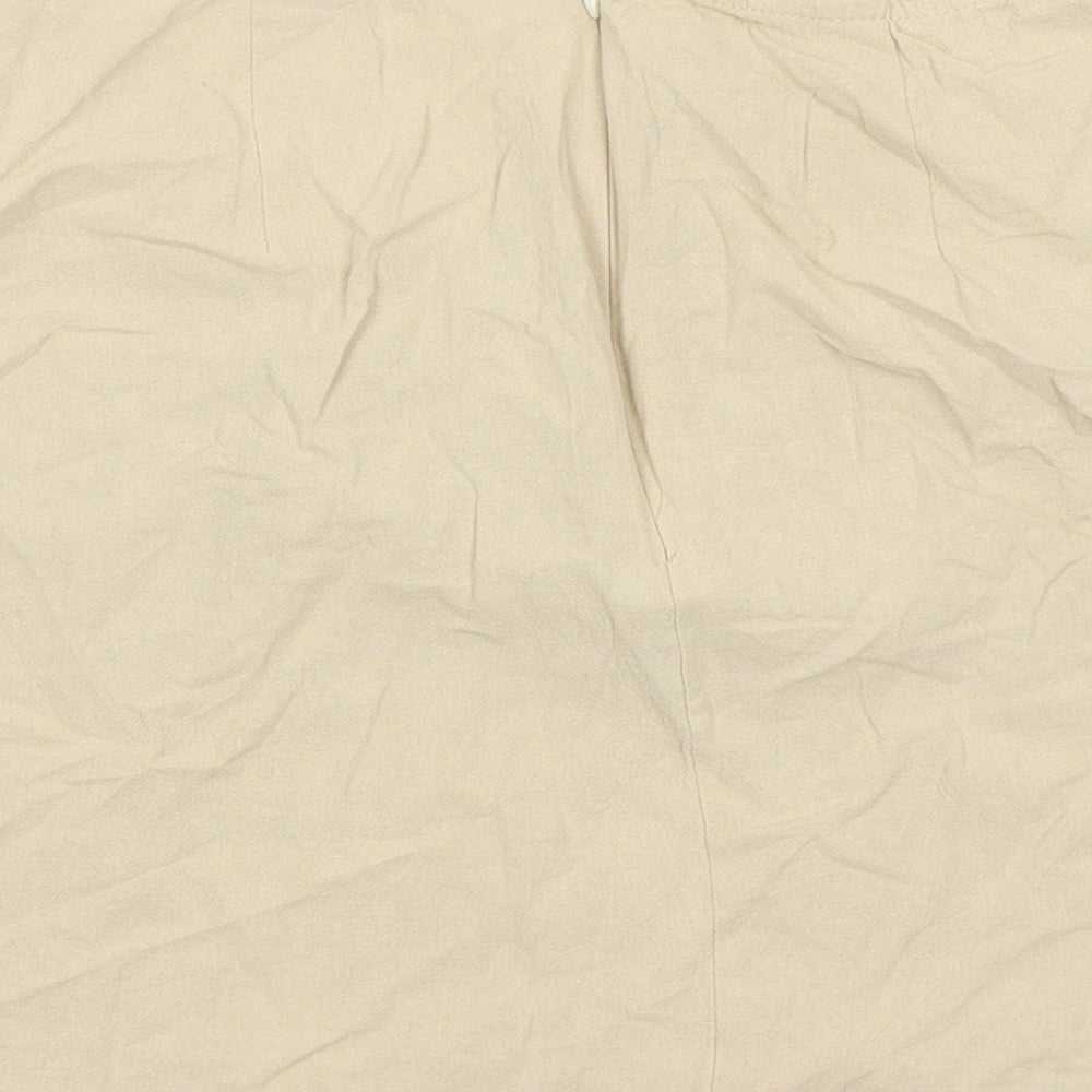 Misspap Womens Beige Viscose Mini Skirt Size 14 Zip - Side Split Detail