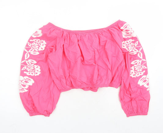 Womens UK Size 18 Marks and Spencer Pink Cropped Blouse