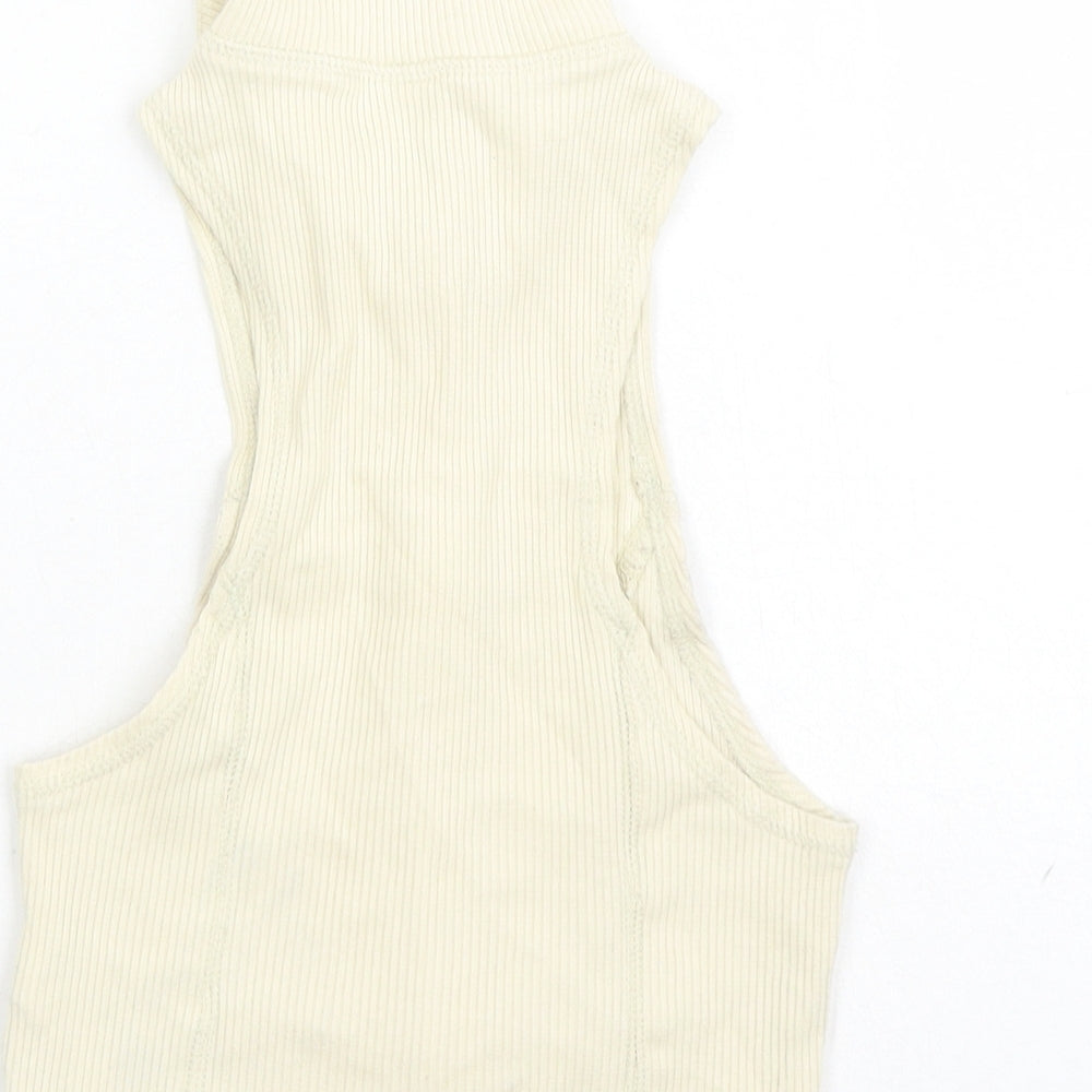 Womens UK Size S Urban Outfitters Beige Cropped Polo