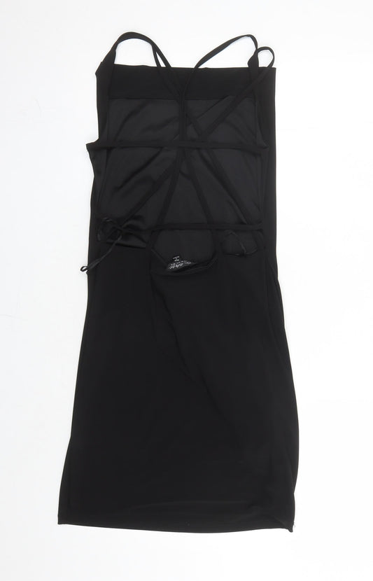 Miss Selfridge Womens Black Polyester Mini Size 12 Collared Pullover