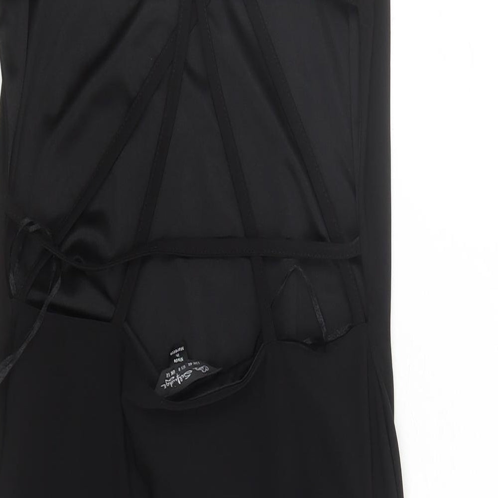 Miss Selfridge Womens Black Polyester Mini Size 12 Collared Pullover