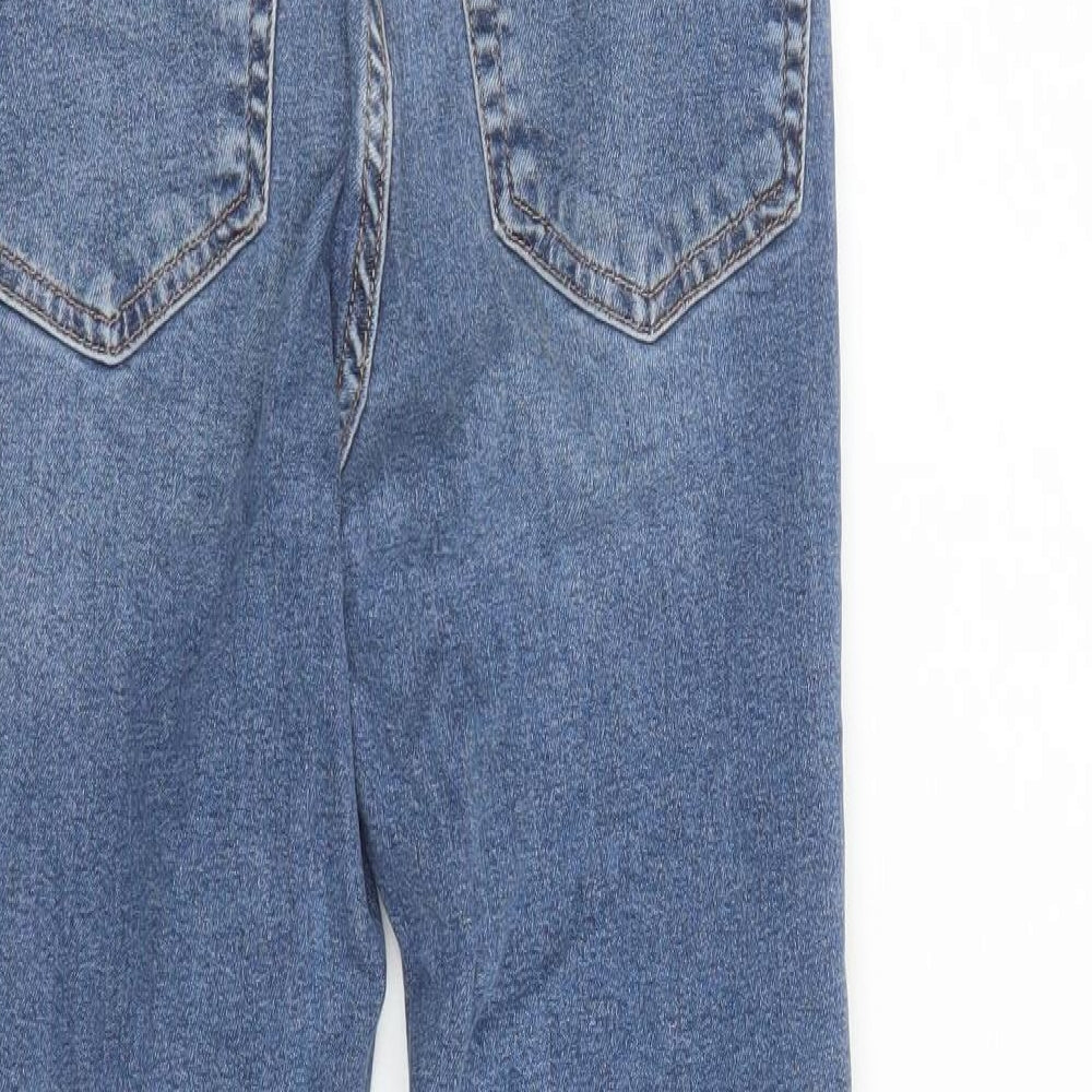 Topshop Womens Blue Cotton Straight Jeans Size 28 in L25 in Regular Zip