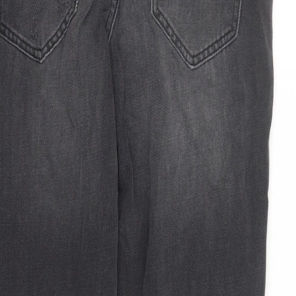 NEXT Womens Black Cotton Straight Jeans Size 12 L27 in Regular Zip