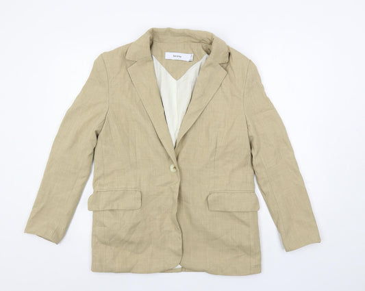 Bershka Womens Beige Jacket Blazer Size S Button