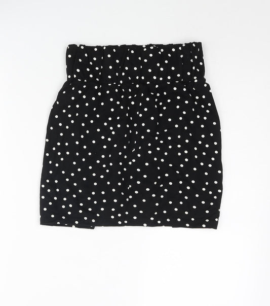 ASOS Womens Black Polka Dot Cotton Mini Skirt Size 8