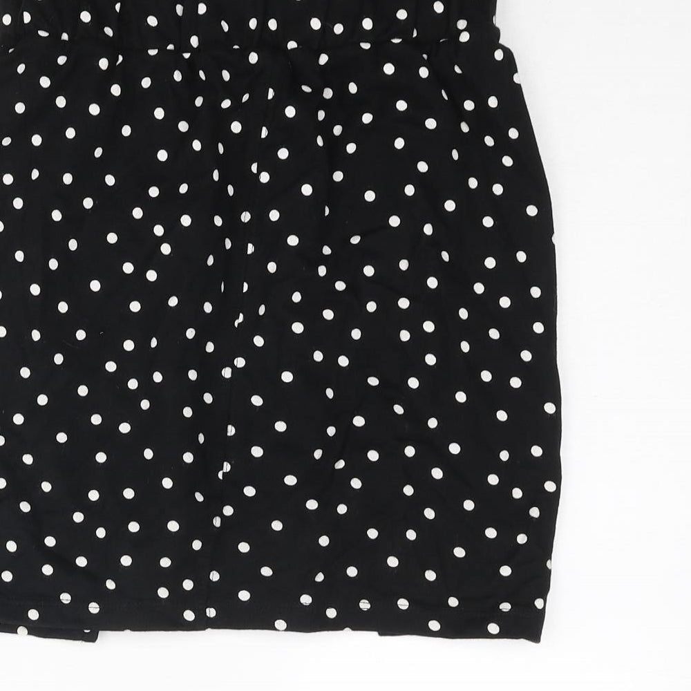 ASOS Womens Black Polka Dot Cotton Mini Skirt Size 8