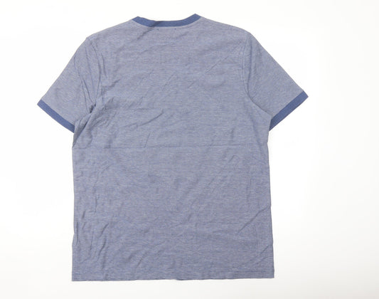 Marks and Spencer Mens Blue Cotton T-Shirt Size L Crew Neck