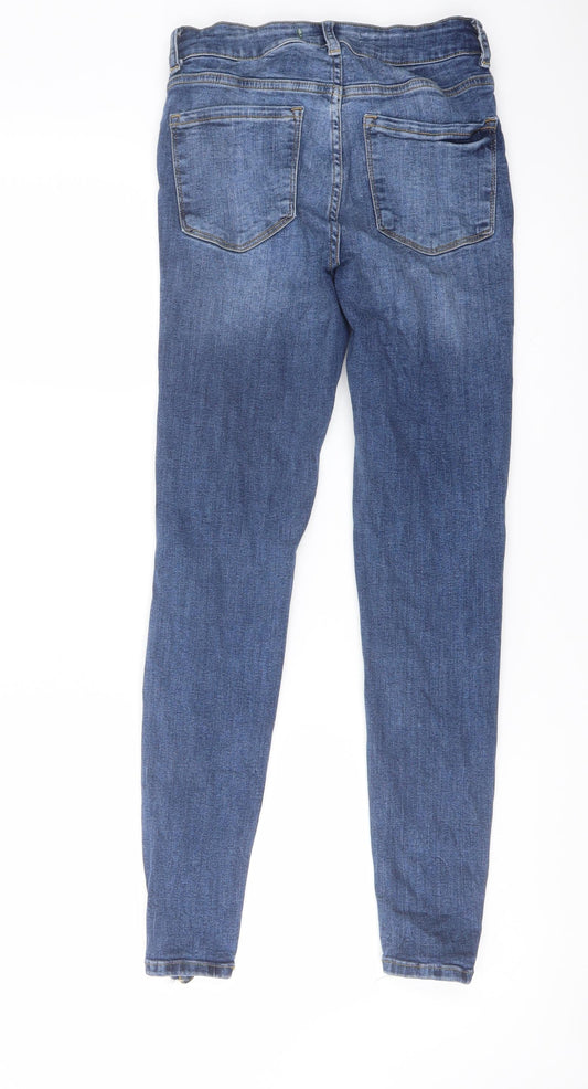Denim & Co. Womens Blue Cotton Skinny Jeans Size 8 L26 in Regular Button